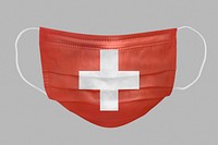 Swiss flag pattern on a face mask mockup