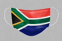 South African flag pattern on a face mask mockup