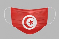 Tunisian flag pattern on a face mask mockup