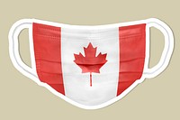 Canadian flag pattern on a face mask sticker with a white border