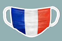 French flag pattern on a face sticker with a white border