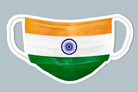 Indian flag pattern on a face mask sticker with a white border