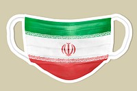 Iranian flag pattern on a face mask sticker with a white border