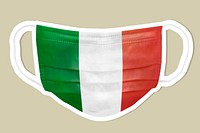 Italian flag pattern on a face mask sticker with a white border