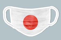 Japanese flag pattern on a face mask sticker with a white border