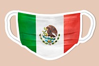 Mexican flag pattern on a face mask sticker with a white border