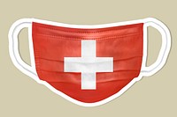 Swiss flag pattern on a face mask sticker with a white border