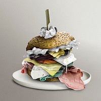 Trash filled hamburger design element