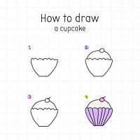 How to draw a cupcake doodle tutorial vector