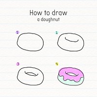 How to draw a doughnut doodle tutorial vector