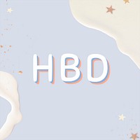 Pastel blue HBD psd 3D text with glittery stars template for kids