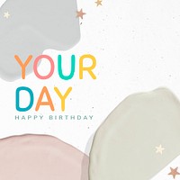 Your day psd happy birthday colorful memphis template