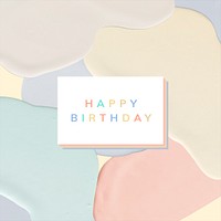Happy birthday psd colorful pastel memphis template 