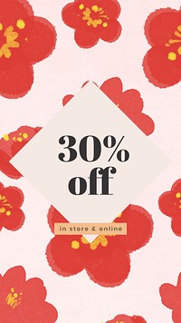 Sale 30% off promotion floral background psd