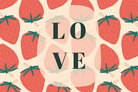 Psd quote on strawberry pattern background social media post love