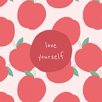 Psd quote on apple pattern background social media post love yourself