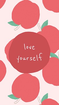 Psd quote on apple pattern background social media post love yourself