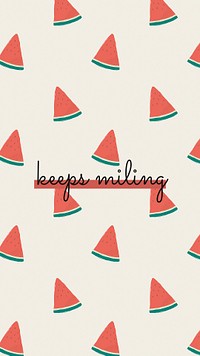 Psd quote on watermelon pattern background social media post keep smiling