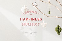 Holiday wish card psd Christmas ornaments hanging