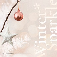 Psd winter sparkle Christmas decorated bokeh background