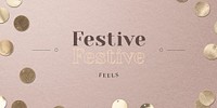 Festive message psd gold confetti pattern pink background