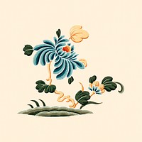 Oriental Chinese art psd flower design element