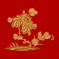 Oriental Chinese art psd flower gold design element
