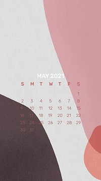 Calendar 2021 May template phone wallpaper psd abstract background