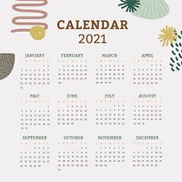 2021 calendar printable template psd social media post set Scandinavian mid century background