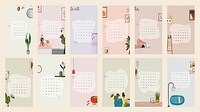 2021 calendar printable template psd set hand drawn lifestyle