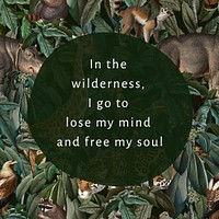 Jungle quote editable template psd wildlife illustration for social media post