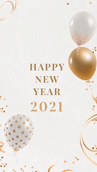 HNY 2021 balloon template psd editable social media story background