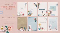 Aesthetic self-love quotes psd template remixed media set