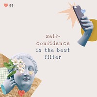 Self-love quote aesthetic psd social media post