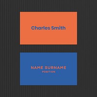 Business card template psd in orange and blue tone flatlay