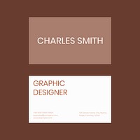 Business card template psd in brown and white tone flatlay