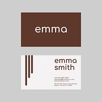 Business card template psd in brown tone flatlay