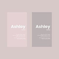 Business card template psd in pink and gray tone flatlay