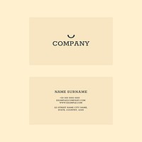 Business card template psd in beige tone flatlay