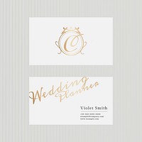 Luxury business card template psd in gold tone with front and rear view