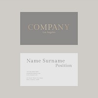 Luxury business card template psd in gold and gray tone with front and rear view flat lay