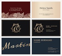 Luxury business card template psd set flat lay