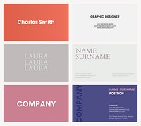 Business card template psd in colorful tone flatlay