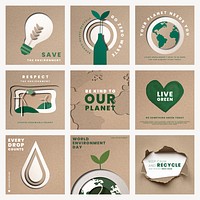 Save the planet templates psd for world environment day campaign set