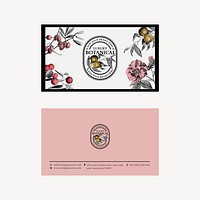 Editable business card template psd in pink luxury and vintage style