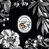 Luxury business botanical logo psd with walnut for organic beauty brand