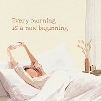 Morning quote editable template psd hand drawn illustration