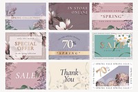 Spring sale template psd for social media post set