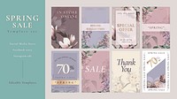 Spring sale editable template psd set