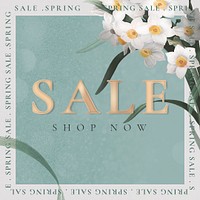 Spring sale template psd for social media ad